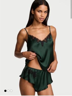 Victoria’s Secret dark green/black satin camisole (size L)